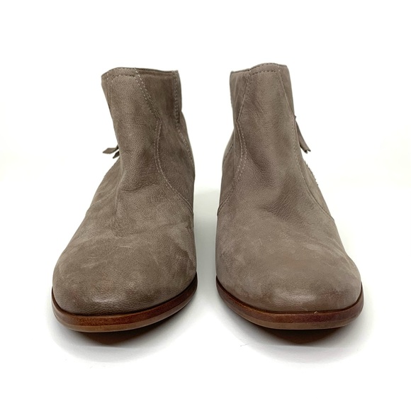 Sam Edelman Gray Leather Round Toe Western Bootie With Zipper Pull Ankle Sz 6 - Picture 3 of 13